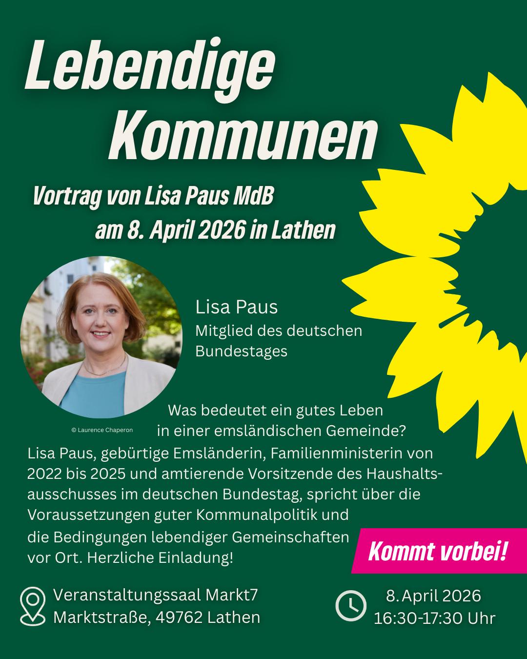 social Media Post mit Lisa Paus für eine Veranstaltung in Lathen