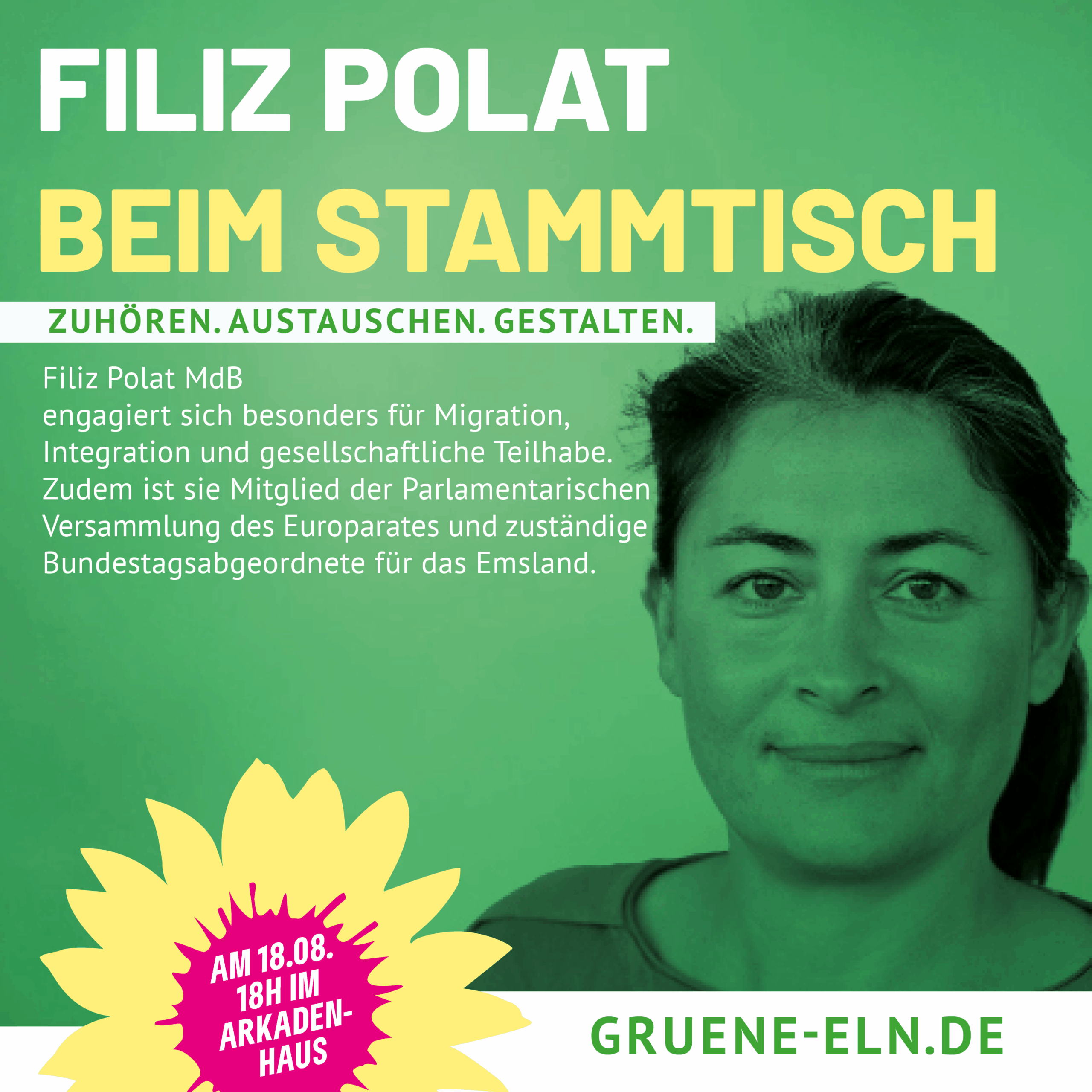 Post mit Filiz Polat zum Stammtisch der Grünen Emsalnd Nord